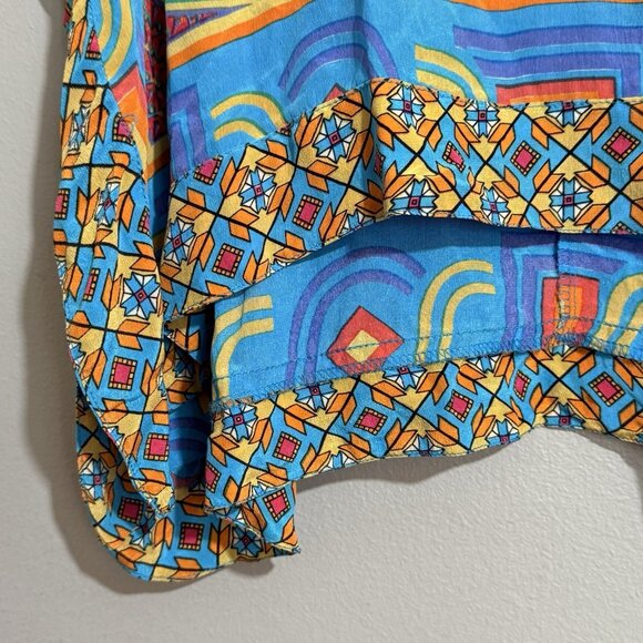 Tolani Blouse Silk Top Women Size S Boho Hippie Gypsy Vibrant Abstract Comfy Art - Picture 11 of 12